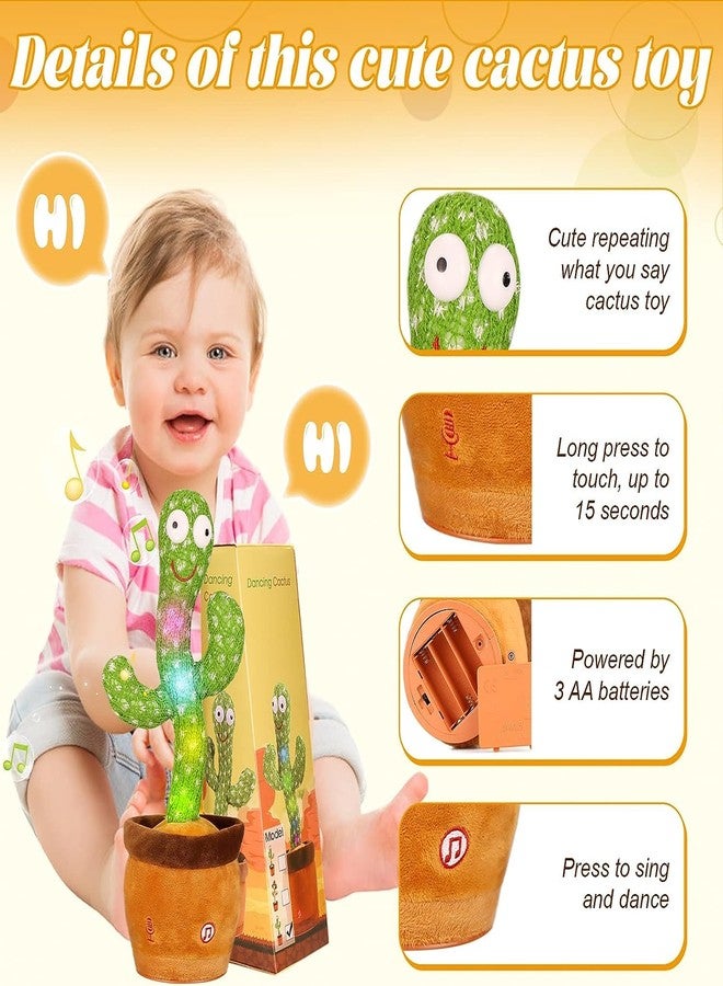 REZNOR ألعاب ريزنور تويز على شكل صبار ناطق للأطفال، صبار راقص مع صوت متكرر، يغني ويتحرك ويسجل أغاني للأطفال - Image 4